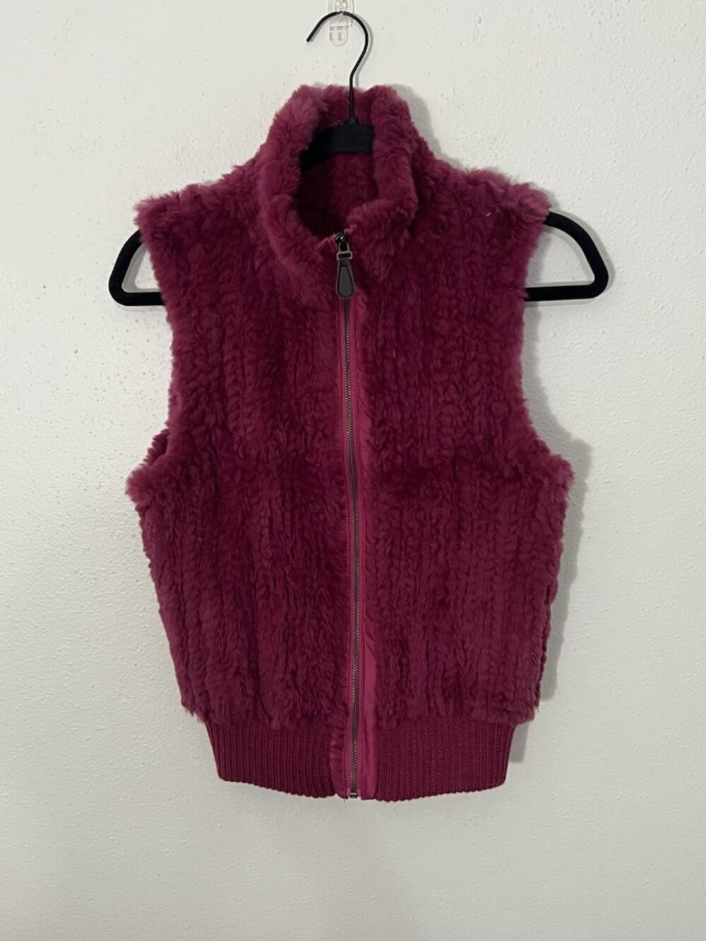 Patrizia Luca Pink Fur Zip Up Vest Size Medium